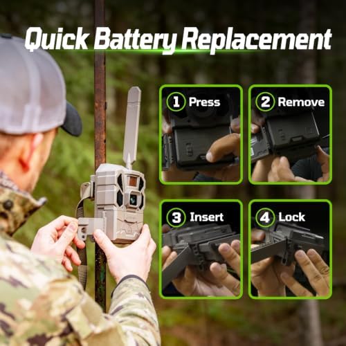 Tactacam Lithium Battery Pack, Compatible with Tactacam Reveal Trail Cameras, 4-Pack Rechargeable Batteries Kit with Charger Station for Hunting & Outdoor Surveillance
