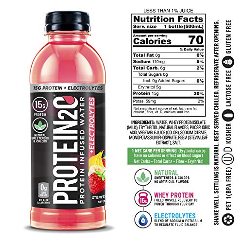 Protein2o 15g Whey Protein Isolate Infused Water, Ready To Drink, Sugar Free, Gluten Free, Lactose Free, Harvest Grape, 16.9 oz Bottle (Pack of 12)