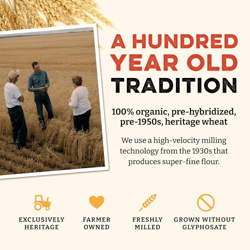 Sunrise Flour Mill Heritage Organic Bread Flour Blend - 5 lbs | Organic Unbleached Bread Flour Easy to Digest with Less Bloating | High Protein