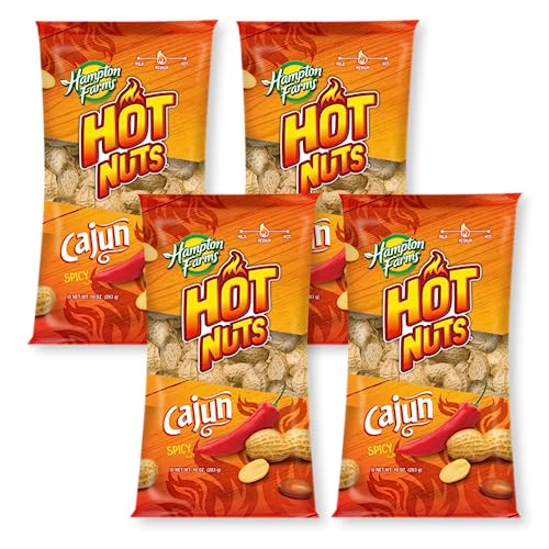 Hampton Farms Fancy Roasted In-Shell Cajun Peanuts, USA Grown, 10 oz Bag | Bold spicy Cajun roasted in-shell peanuts, USA grown, all natural, great for snacking and game day