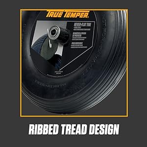 wheelbarrow, tire, true temper, replacement, never flat, flat tire, ribbed, tread