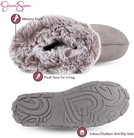 Jessica Simpson Women's and Girls Microsuede Super Soft Bootie Slippers with Indoor Outdoor Sole- Mommy & Me Set Options