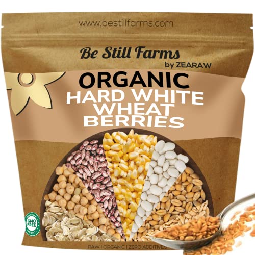 Organic Soft White Wheat Berries 5.8lb - Healthy Whole Grains Bulk | Ideal for Feeder Oats, Flour, Bread, Soup - High in Protein & Fiber - USA Grown | USDA Certified | Vegan | Non-GMO