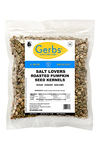 GERBS Unsalted Pumpkin Seed Kernels 4 LBS|Top 14 Allergy Free Food |Use in salads, yogurt, bake, oatmeal, trail mix|Grown in Canada, packed in US | Canadian Grown, No Additives | Naturally Crunchy & Mildly Nutty | Top 14 Allergen-Free