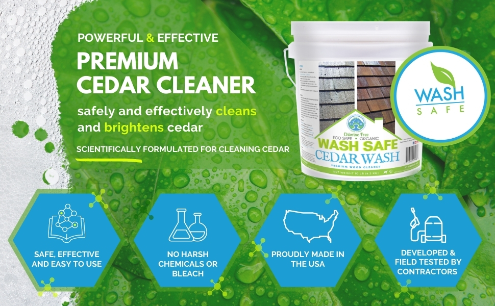 A powerful and effective cleaning formula for cleaning cedar shakes and shingles clapboard siding