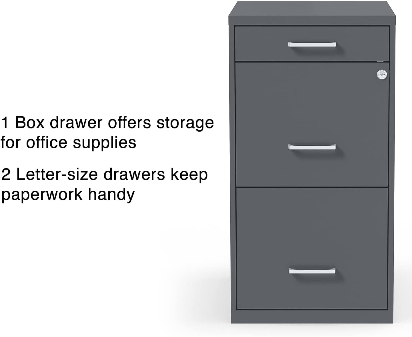 Staples 3-Drawer Vertical File Cabinet, Letter Size Documents, Lockable & Mobile, 18.9" D x 14.3" W x 26.9" H, White