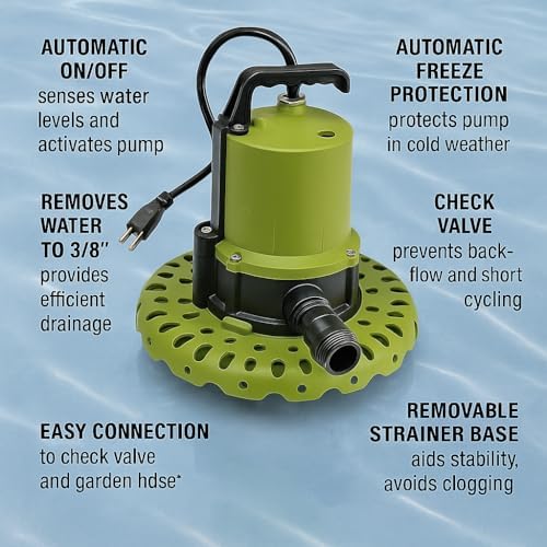 1/4 HP AUTOMATIC SUBMERSIBLE UTILITY PUMP, Model 56599 – Fully Automatic Water Removal to 3/8″, 1″ Discharge