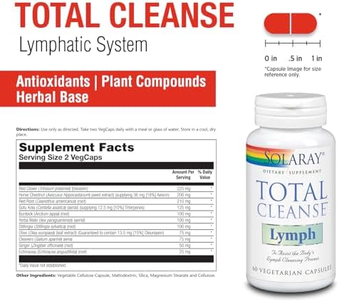 SOLARAY Total Cleanse Lymph - Herbal Wellness Complex - Ginger Root, Echinacea, Yerba Mate, Burdock Root, Red Clover