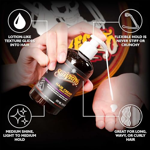 Suavecito Hair Cream for Men - Pump Bottle, Light Hold, Natural Shine, Water Based, Tames Frizz, Great for Curly Hair