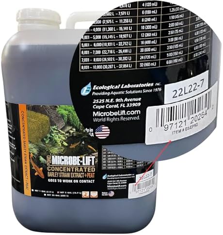 Microbe-Lift Concentrated Barley Straw Extract Plus Liquid Peat Conditioner for Ponds and Outdoor Water Garden, Safe for Live Koi Fish, Plants, and Decorations, 8 Ounces
