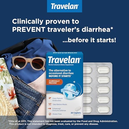 Anti Diarrhea Pills Help Prevent Traveler’s Diarrhea Before It Starts 30 Ct | Clinically Proven, Travel Essentials, Drug-Free Colostrum, Natural Digestive and Immune Support Supplement