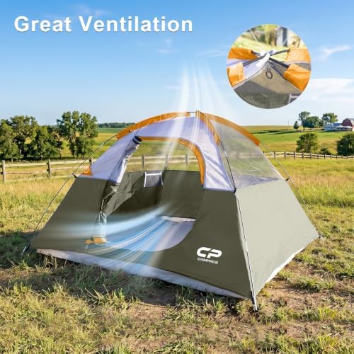 CAMPROS CP 3 Person Tent, Waterproof Dome Tents for Camping with Rainfly