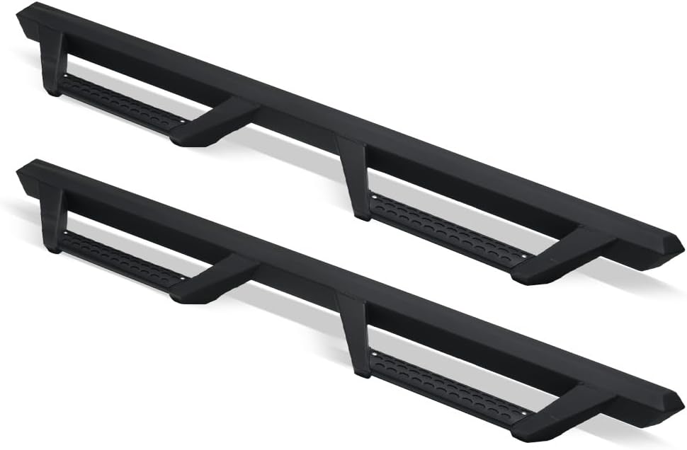 7422442631636 Compatible with 2021-2024 Ford Bronco 4 Door Matte Black Hoop Drop Step Side Nerf Bars v2
