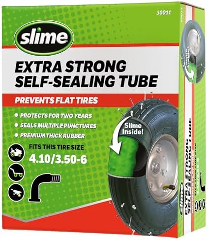 Slime 30014 Inner Tube for riding lawn mowers, ATVs, quads, tractors and other farm equipment, Extra Strong, Includes Self-Sealing Slime Sealant, Heavy Duty, 15x6.00-6" / 5.30/4.50-6" / 13x5.00-6"
