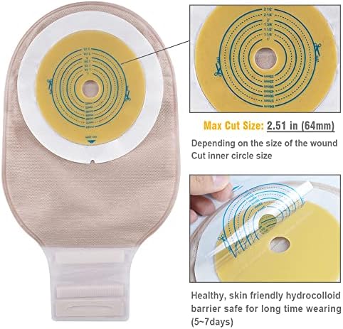 OUCHAN 20 PCS Colostomy Bags with Velcro Closure, One Piece Ostomy Bag | Ostomy Supplies, for Drainable Ileostomy Bags Stoma Care