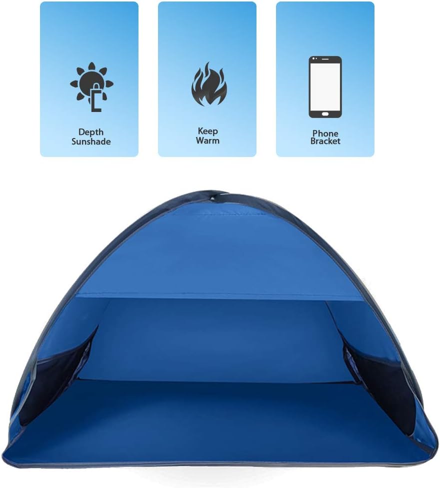 Beach Sun Shelter, Instant Sun Protection Canopy with Zippered, Beach Lounge Chair Boat