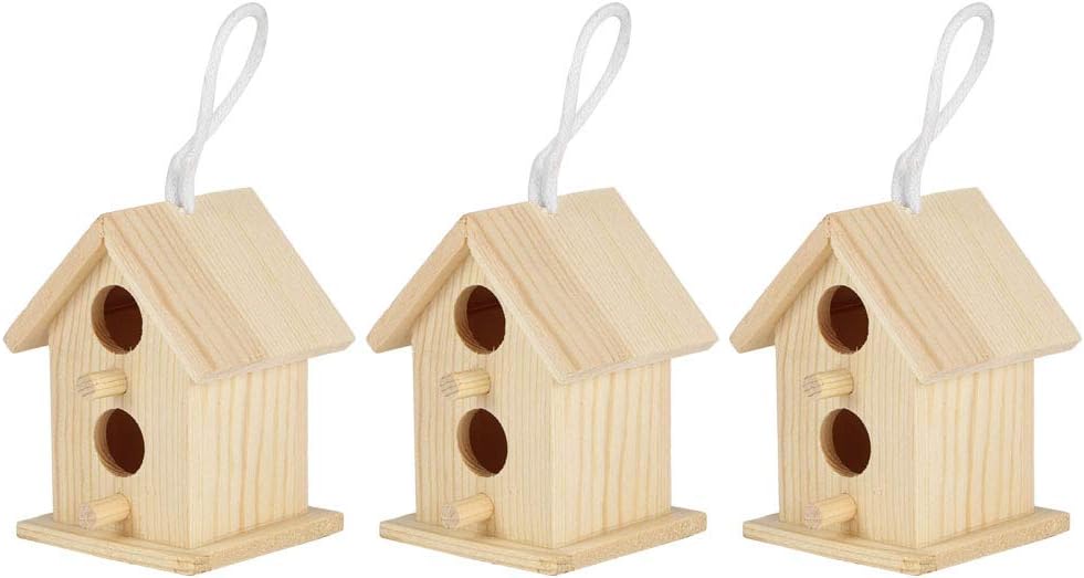 Meiyya Unfinished Birdhouse to Paint for Birdwatching with Perch, MoistureResistant Bird Nests