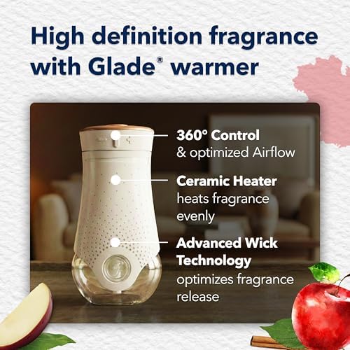 Glade PlugIns Refills Air Freshener, Scented and Essential Oils for Home and Bathroom, Apple Cinnamon, 1.34 Fl Oz, 2 Count