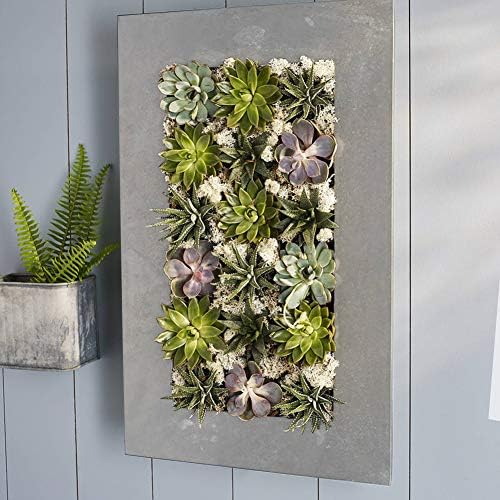 Modern Home Living Wall Galvanized Steel/Zinc Succulent Planter, Wall Mounted Garden Pocket Planter (18 Pocket, Aged Zinc)