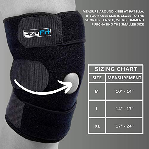 EzyFit Knee Brace Support Dual Stabilizers & Open Patella - Adjustable Breathable Neoprene for ACL Meniscus Tear Injury Recovery Comfort