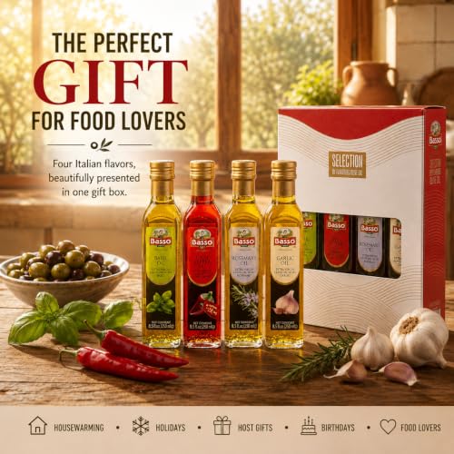 BASSO 1904 Infused Extra Virgin Olive Oil Gift Box Set, 8.5 Fl Oz (250 ml)