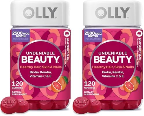 OLLY Hair Skin and Nails Gummies, Undeniable Beauty, Biotin - 60 Count
