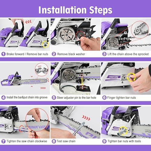 2-cycle 63CC Chainsaw Saw Gas Powered 20" Chain Saws Cordless Petrol Saw Handheld Chainsaw for Cutting Wood Trees Branches (63ACK)