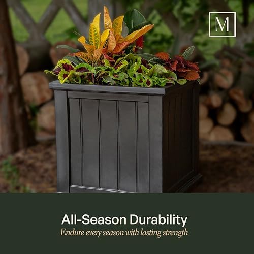 Mayne 4838-W Cape Cod 20x20 Square Polyethylene Planter, 20" x 20", White | Self-watering, All season, Fade resistant, Double-wall design