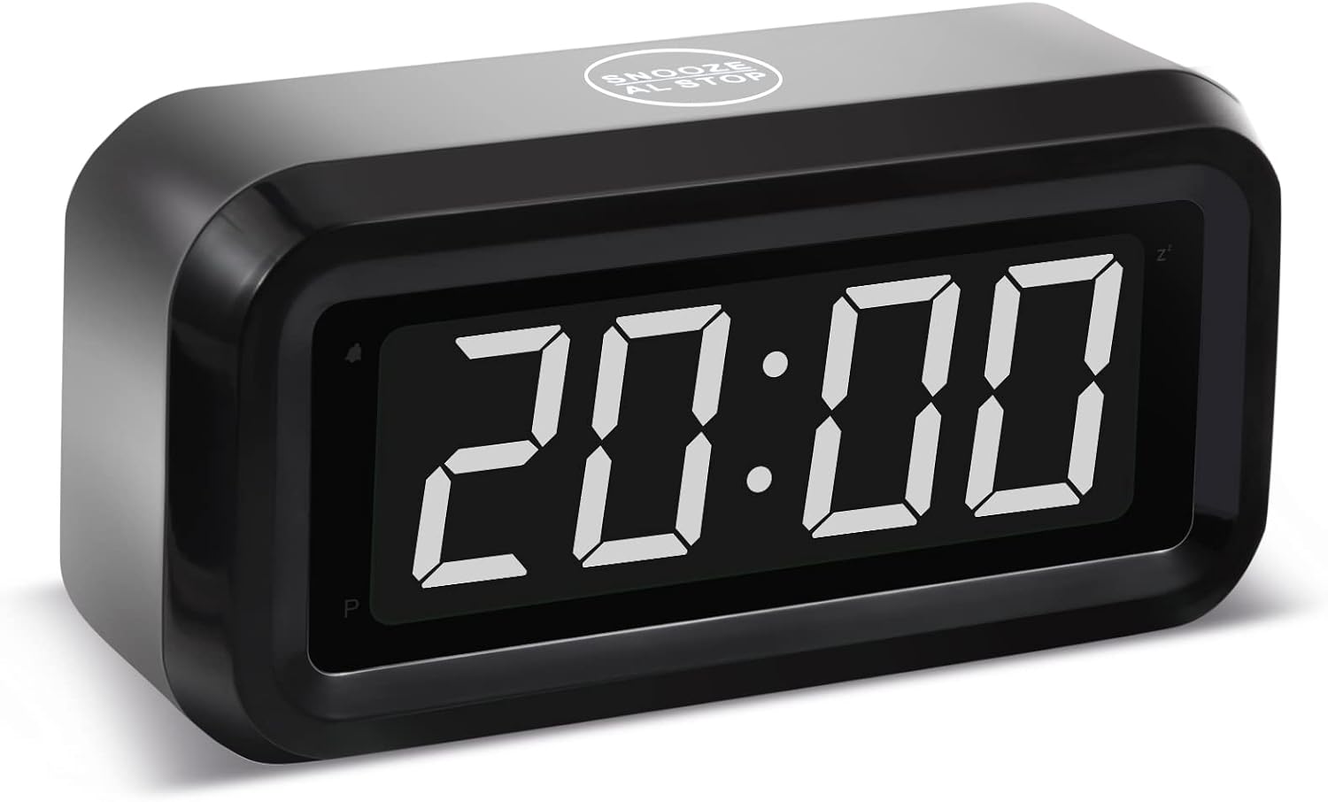 Digital Alarm Clock Battery Operated with LED Display for Bedrooms, Long Battery Life for 12 Months, 3 Brightness Adjustable, 12/24 Hour, Snooze, Black Case with Red Digits