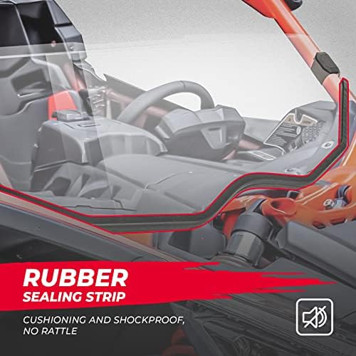 KEMIMOTO X3 Half Windshield Compatible with Can-Am Maverick X3 & Max | Clear Standard Hard Polycarbonate Front Window Clear Rubber Strip Edge