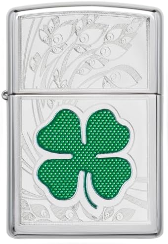 Zippo Clover Design Pocket Lighter, High Polish Chrome, One Size (ZO24699)