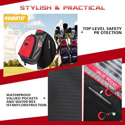 Yamato Golf Cart Bag 14 Way Organizer Divider Top with Handles Cooler Valued Pocket and Rain Cover Super Light Design New Version 1.0