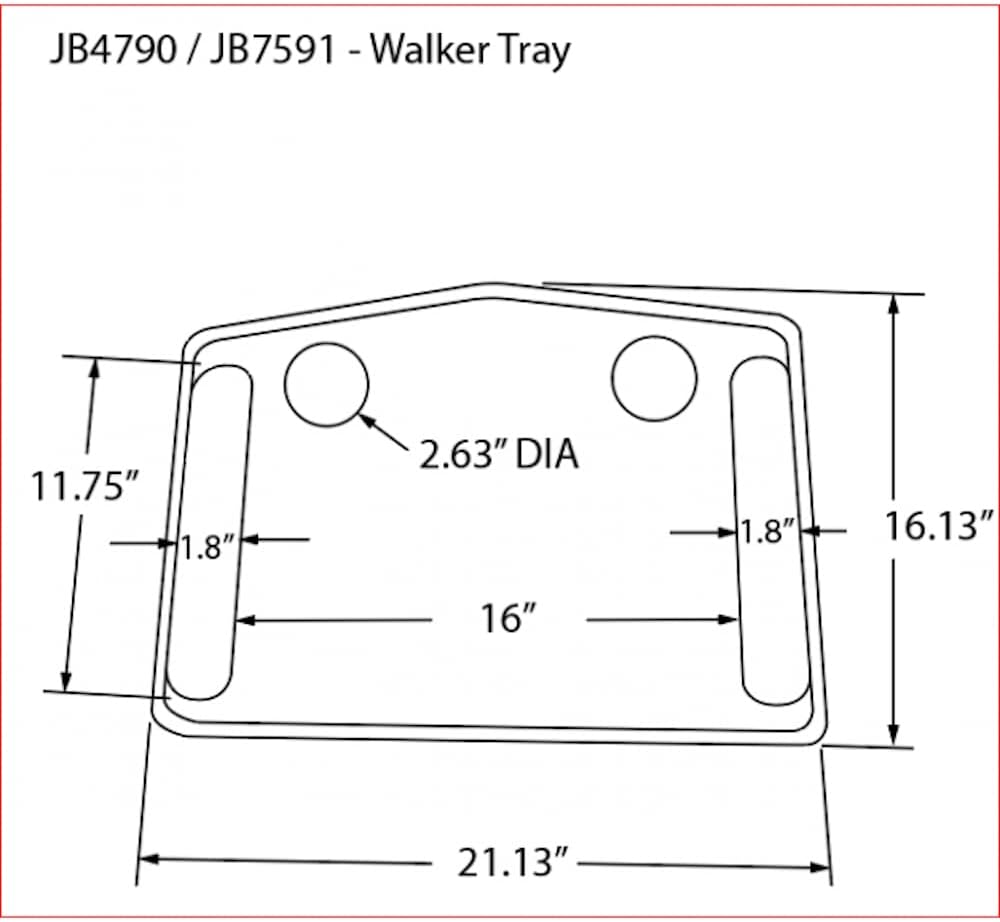 North American Health +Wellness Walker Tray, Gray, 1 Count (Pack of 1)