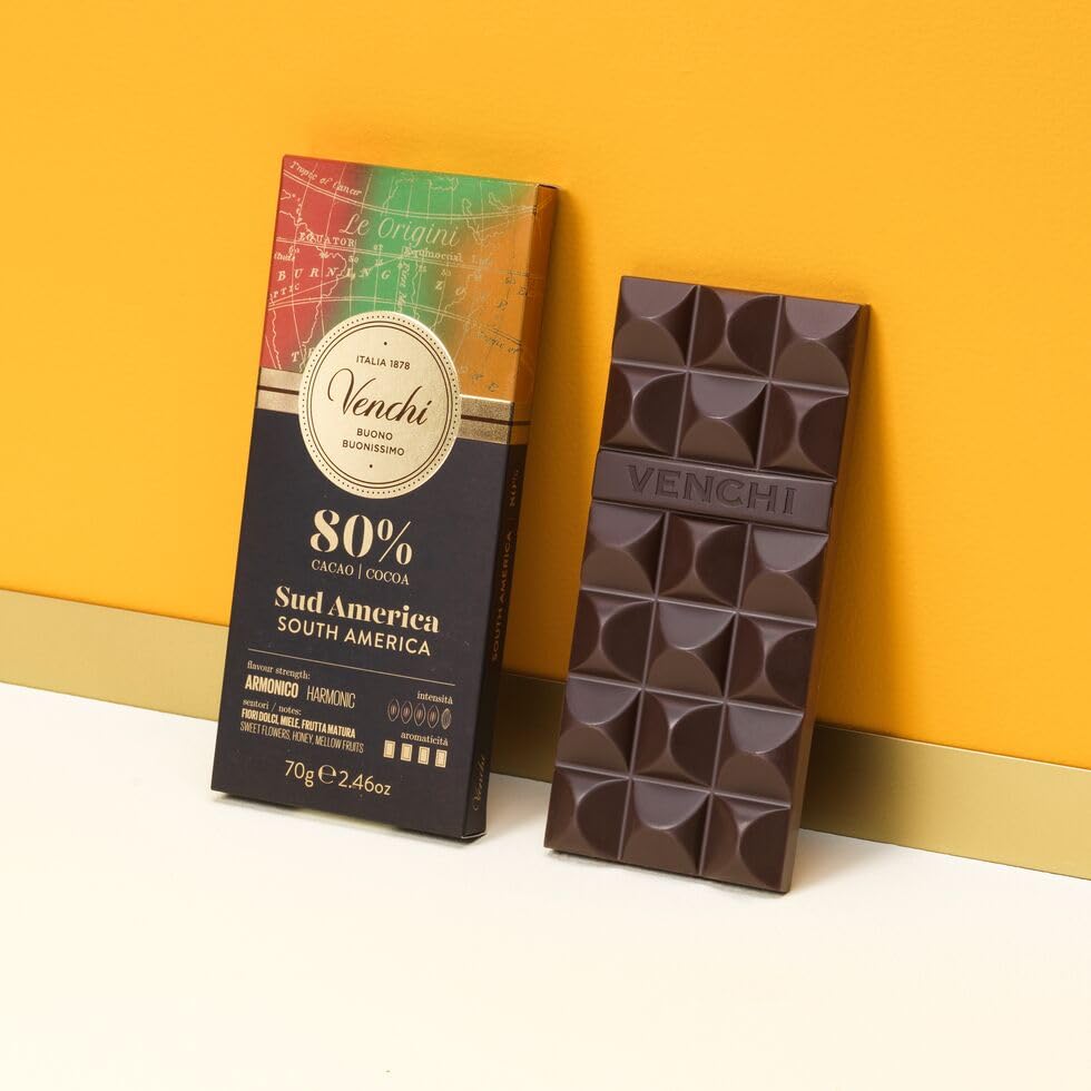 Venchi - Venezuelan Cocoa Blend - 85% Dark Chocolate Bar, 2.46oz - Single Origin Premium Fine Chocolate - Naturally Gluten Free - Vegan