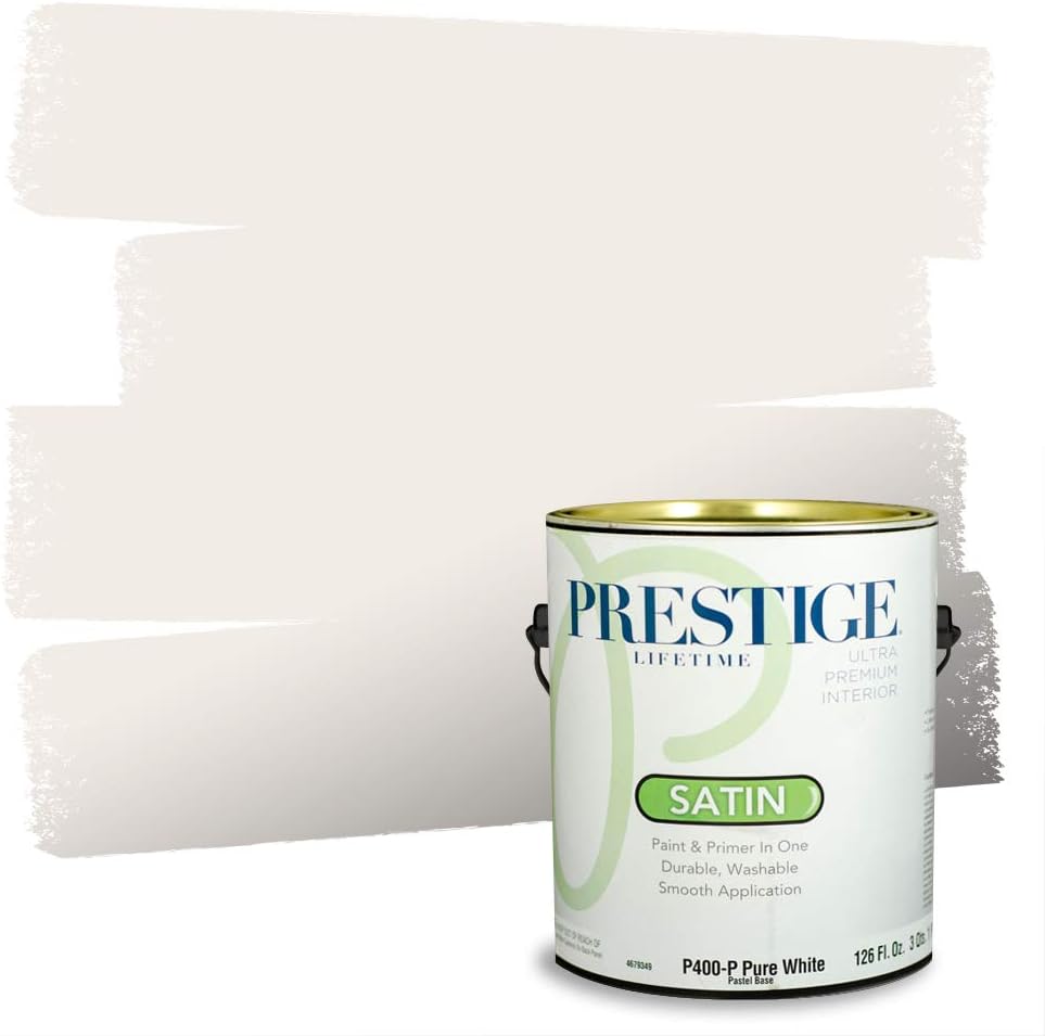 PRESTIGE Paints Exterior Paint and Primer In One, 1-Gallon, Semi-Gloss, Comparable Match of Sherwin Williams* Pure White*