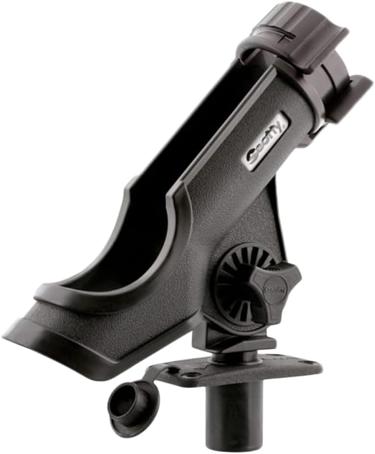 Scotty 0231-BK PowerLock Rod Holder, with 0244 Flush Deck Mounts, black | Adjustable, 360 Degrees of Rotation, Durable Construction