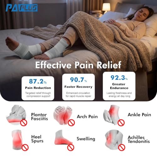 PAPLUS 6 Pairs Plantar Fasciitis Socks, Compression Socks with Arch Support