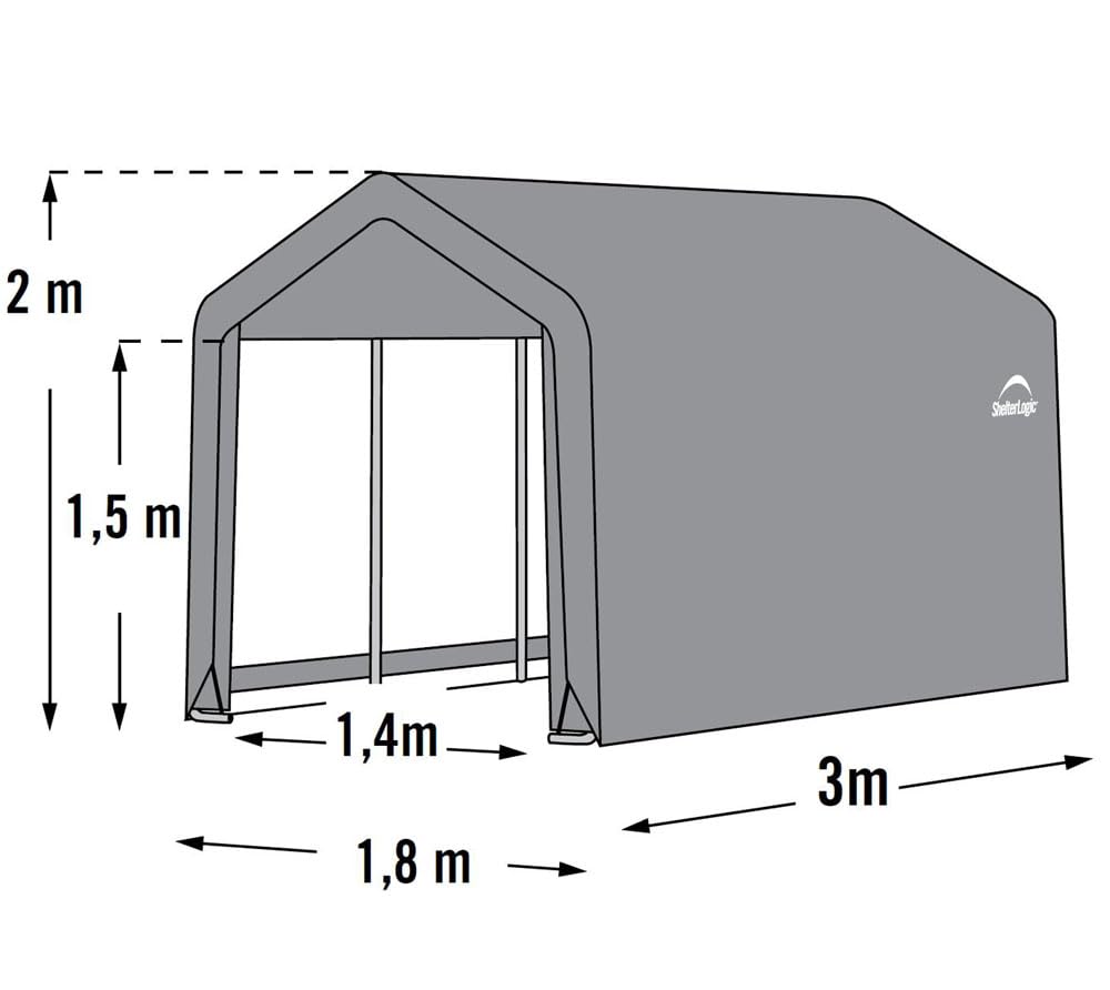 ShelterLogic 10' x 10' Shed-in-a-Box All Season Steel Metal Round Roof Outdoor Storage Shed with Waterproof Cover and Heavy Duty Reusable Auger Anchors, grey