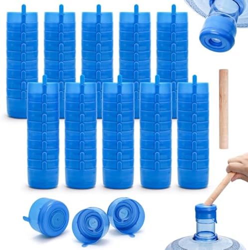 Jucoan 100 Pack Water Bottle Caps, 55mm 3&5 Gallon Non Spill Water Jug Caps, Replacement Snap On Caps for Water Dispenser Jugs