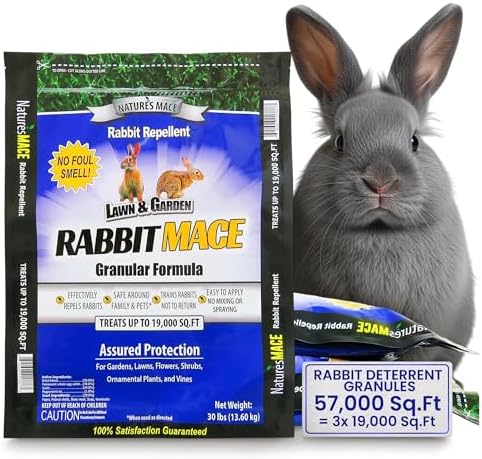 Nature's MACE Rabbit Mace Rabbit Repellent 3 lb Granules | Gardens, Lawns, Farms & Landscapes, Treats 1,350 sq ft, Granular Deterrent, All-Season Use, Safe for Pets, Children, Plants.