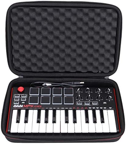 LTGEM Case Compatible with Akai Professional MPK Mini MK3 / MPK Mini Play MK3 25 Key USB MIDI Keyboard Controller, Black+Gray(Case Only)