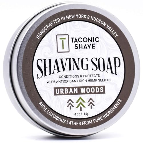 Taconic Lavender Natural Shaving Soap Puck, Rich Lather | Calming lavender aroma pairs with moisturizing natural oils to build rich protective lather for a comfortable wet shave.