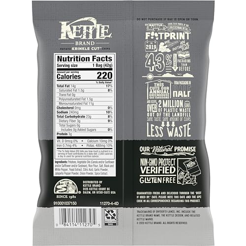 Kettle Brand Krinkle Cut Salt and Fresh Ground Pepper Potato Chips, 13 Oz