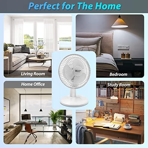 Comfort Zone CZ6D 6" Quiet Portable Indoor 2-Speed Desk Fan with Clip and Fully Adjustable Tilt in White