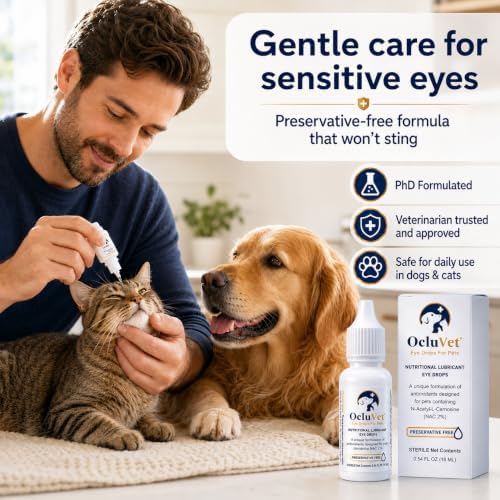 Pet Eye Drops for Dogs & Cats, 2% NAC, 16 mL | Preservative-free antioxidant formula with 2% N-Acetyl-L-Carnosine supports eye comfort and clarity