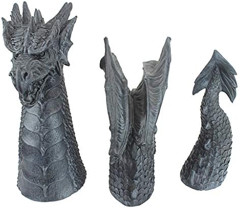 Design Toscano The Dragon of Falkenberg Castle Moat Lawn Garden Statue, 28 Inch Long, 14 Inch Tall, Cast Stone Resin, Gray Stone Finish