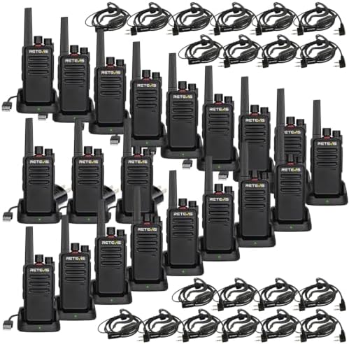 Retevis RT68 Commercial Walkie Talkies for Adults with Earpiece (20 Pack) | Rugged & Reliable Two-Way Radios For Schools, Warehouse
