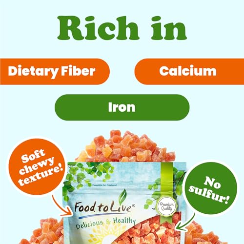 Food to Live Dried Diced Papaya, 10 Pounds Kosher, Vegan, Sweetened, Unsulfured, Bulk