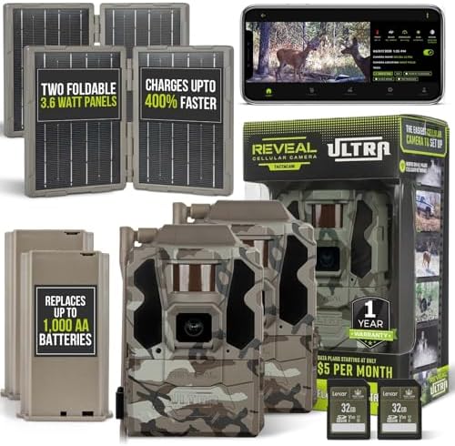 TACTACAM Reveal Ultra Cellular Trail Camera – 4K Photo, 1080P Video, Live Streaming, GPS, Low-Glow/No-Glow Flash