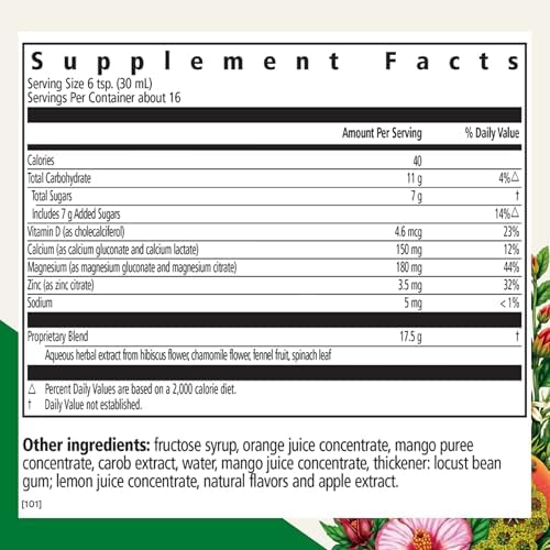 Floradix Calcium Magnesium Liquid Mineral & Vitamin Formula - Bone Support Supplement with Calcium, Magnesium, Vitamin D & Zinc - Vegetarian & Non-GMO - 8.5 fl oz